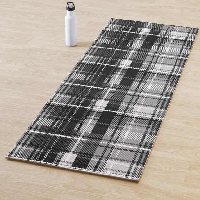 Tapis De Yoga Grund Black Blanc Flannel Plaid Tartan Design (Créateur téléchargé)