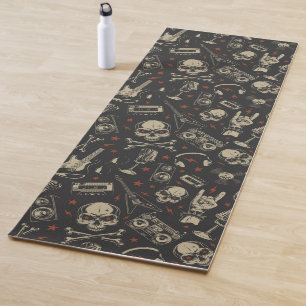 Tapis De Yoga Grunge musique crâne croisé motif