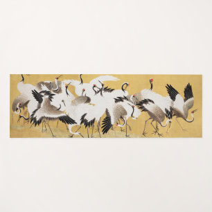 Tapis De Yoga Grupe de grues japonaises Vintage Oiseau Riche Cla