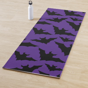 Tapis De Yoga Halloween chauves-souris violet cool éffrayant mot