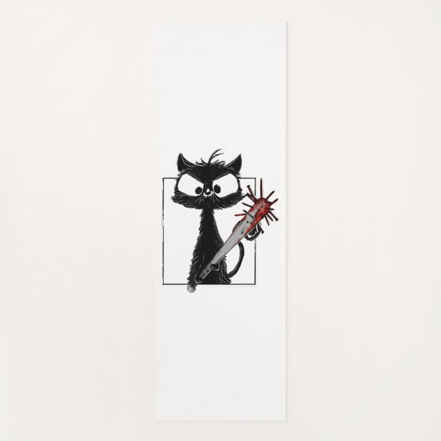 Tapis De Yoga Halloween de baseball de chat noir (Devant)
