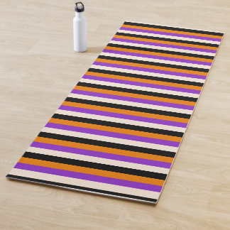 Tapis De Yoga Halloween Orange Violet Noir Rayure