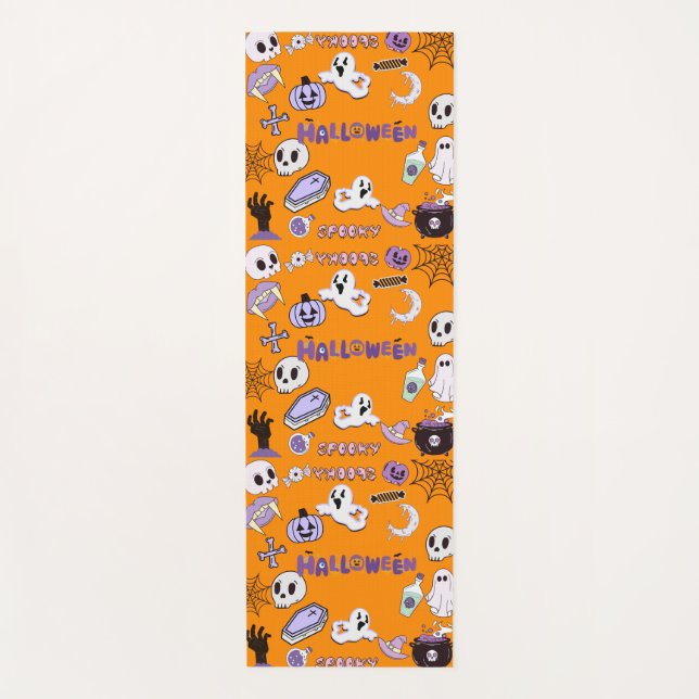 Tapis de yoga Halloween violet (Devant)