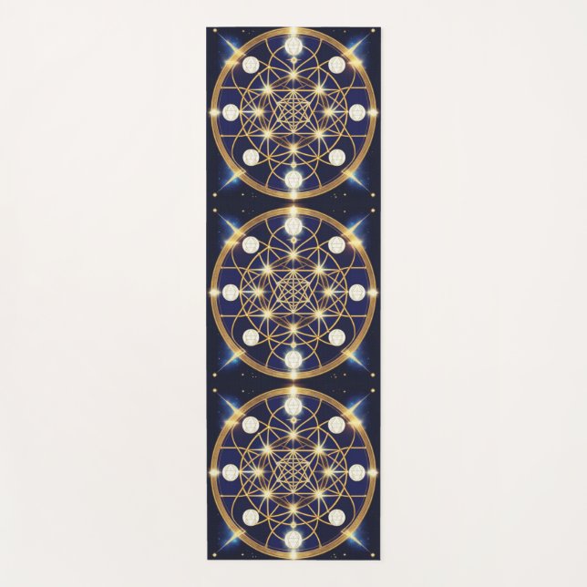 Tapis De Yoga Harmonie Céleste – La Lumière au Sein de la Grille (Devant)