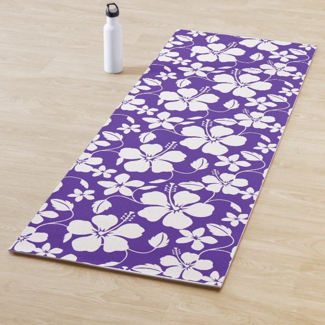 TAPIS DE YOGA HAWAIIAN HULA (HIBISCUS) PURPLE (En situation)