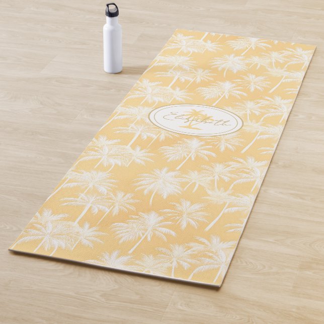 Tapis De Yoga Hawaiian Palm Tree Silhouette Motif Gold ID1093 (En situation)