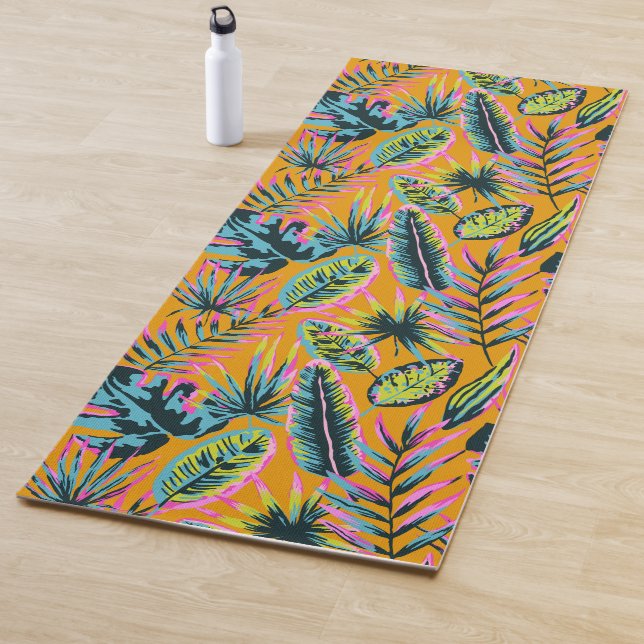 Tapis De Yoga Hawaiian Tropical Feuilles Et Plante Imprimer Moti (En situation)