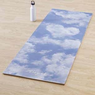 Tapis De Yoga Heart Cloud Ciel mignon Amusant Moderne Bleu Nom P