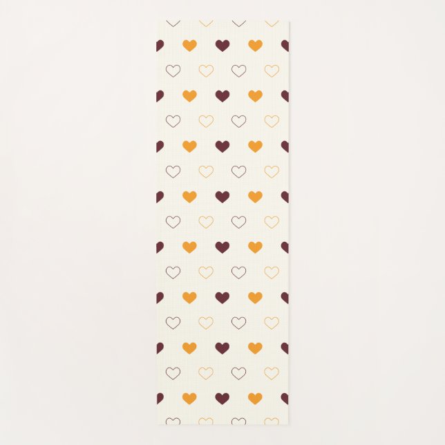Tapis De Yoga Heart Pattern with Orange & Brown Hearts (Devant)