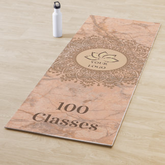 Tapis De Yoga Henna Mandala Marble Joli Logo Blush