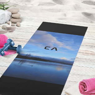 Tapis De Yoga Heure Bleue Lac Monogramme Déposez votre photo