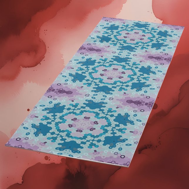 Tapis De Yoga Hex Mandala bleu et violet (Créateur téléchargé)
