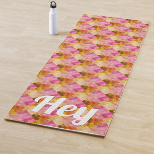 Tapis De Yoga Hey Pink Watercolor Motif géométrique