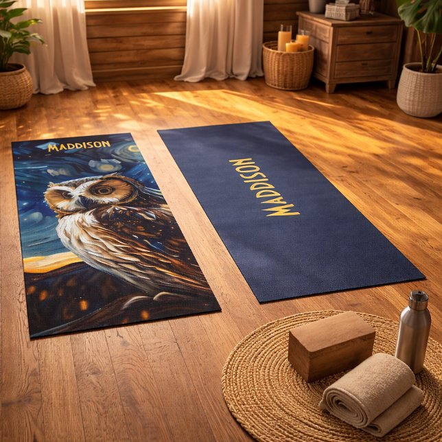 Tapis De Yoga Hibou Nuit Étoilée (Créateur téléchargé)