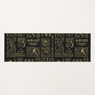 Tapis De Yoga Hiéroglyphes et or égyptiens de divinités sur l