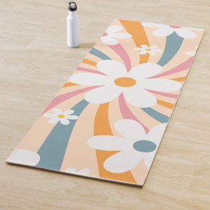 Tapis De Yoga Hippie florale Super rétro couleur soleil margueri