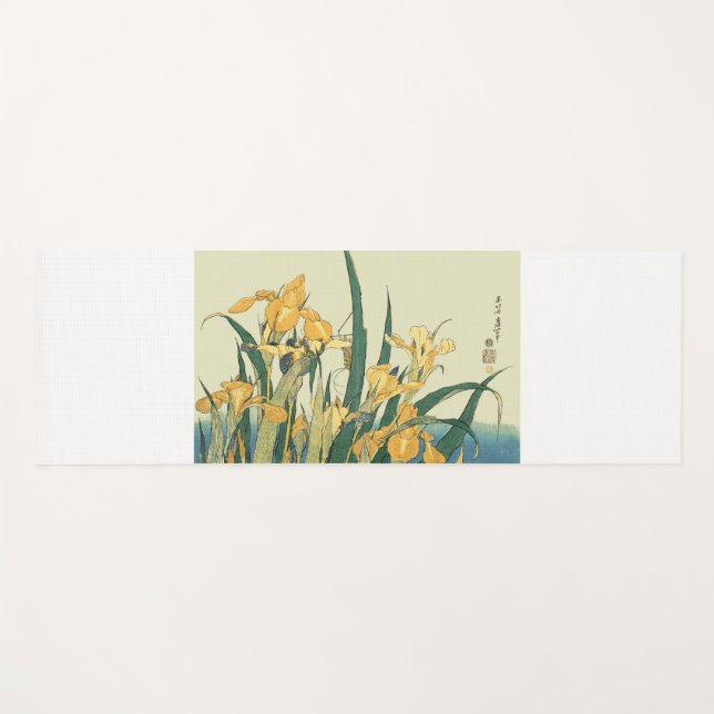 Tapis De Yoga Hokusai grasshopper et iris Japon (Devant (Horizontal))