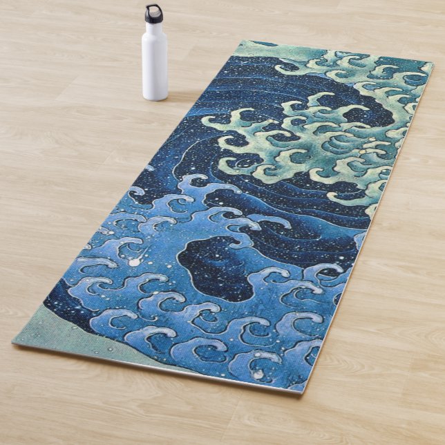 Tapis De Yoga Hokusai Vague féminine Océan Vintage (En situation)