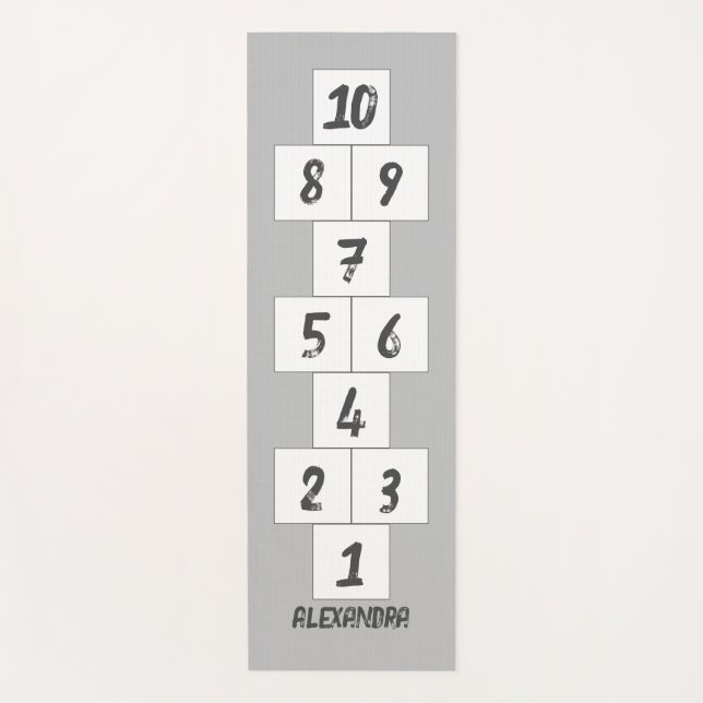 Tapis De Yoga Hopscotch noir sur gris blanc Yoga Mat (Devant)