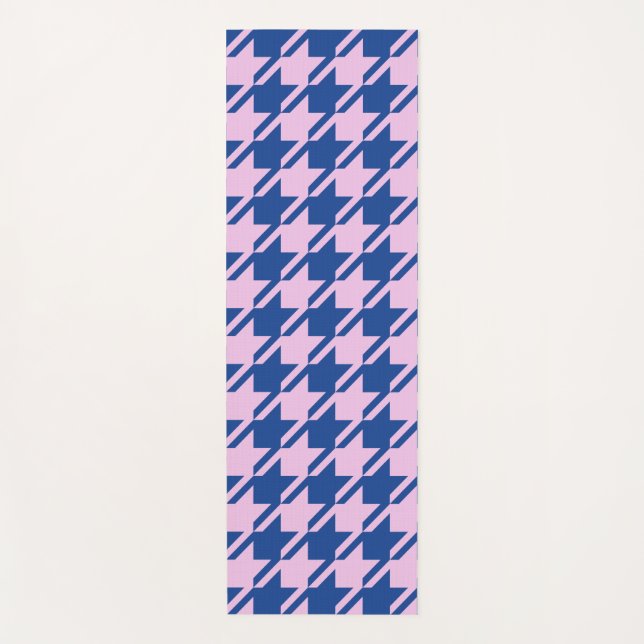 Tapis De Yoga Houndstooth rose+Blue Big Motif (Devant)