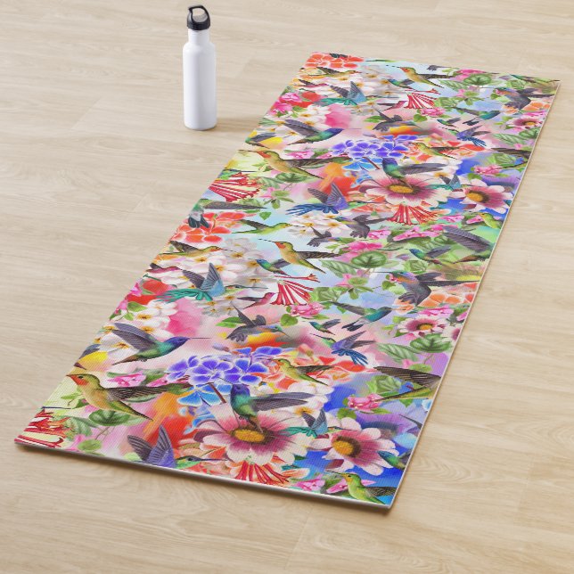 Tapis De Yoga Hummingbirds et fleurs (En situation)