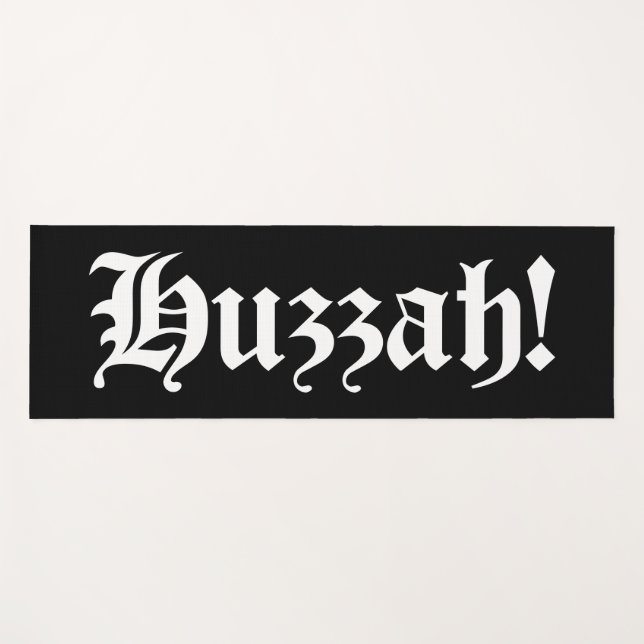Tapis De Yoga Huzzah ! {Typographie médiévale} (Devant (Horizontal))