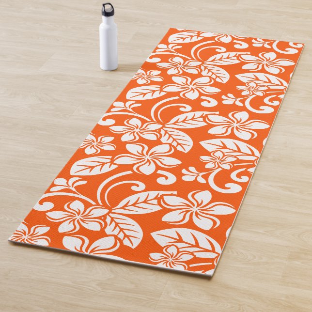 TAPIS DE YOGA ÎLE PLUMERIA (ORANGE) (En situation)