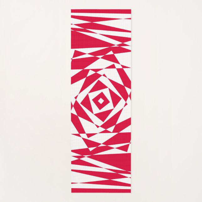 Tapis De Yoga Illusion abstraite rouge blanc (Devant)