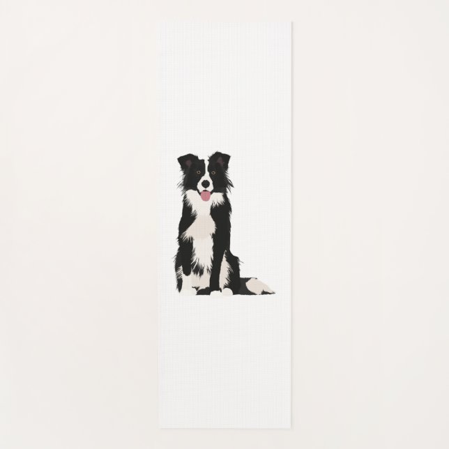 Tapis De Yoga Illustration Collie Bordure ! (Devant)