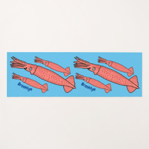 Tapis De Yoga Illustration de calamar rose
