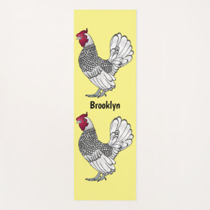 Tapis De Yoga illustration de coq Sebright de dessin animé