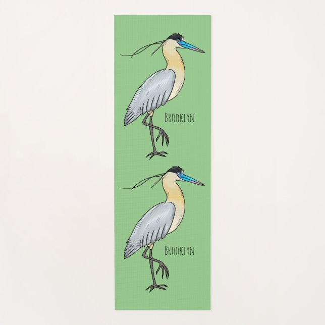 Tapis De Yoga Illustration de dessin d'oiseau de héron plafonné (Devant)
