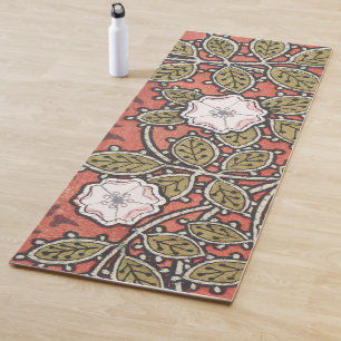Tapis De Yoga Illustration de fleur d'art de rose sauvage vintag