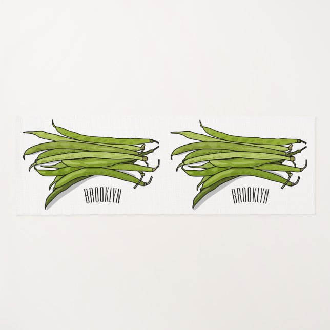 Tapis De Yoga Illustration de haricots verts (Devant (Horizontal))