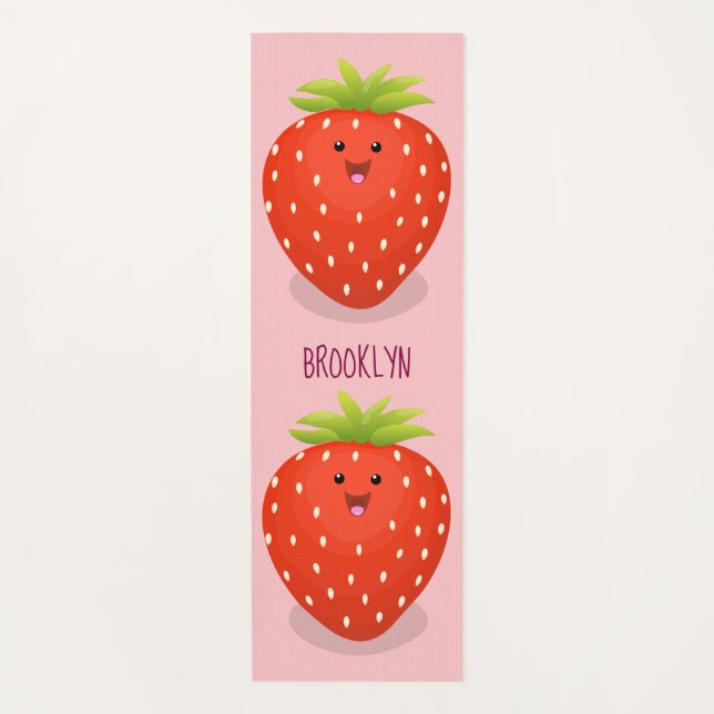 Tapis De Yoga Illustration de la fraise Cute kawaii (Devant)