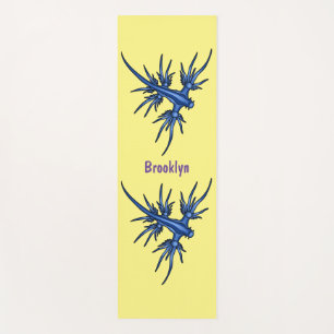 Tapis De Yoga Illustration de limace de mer dragon bleu 