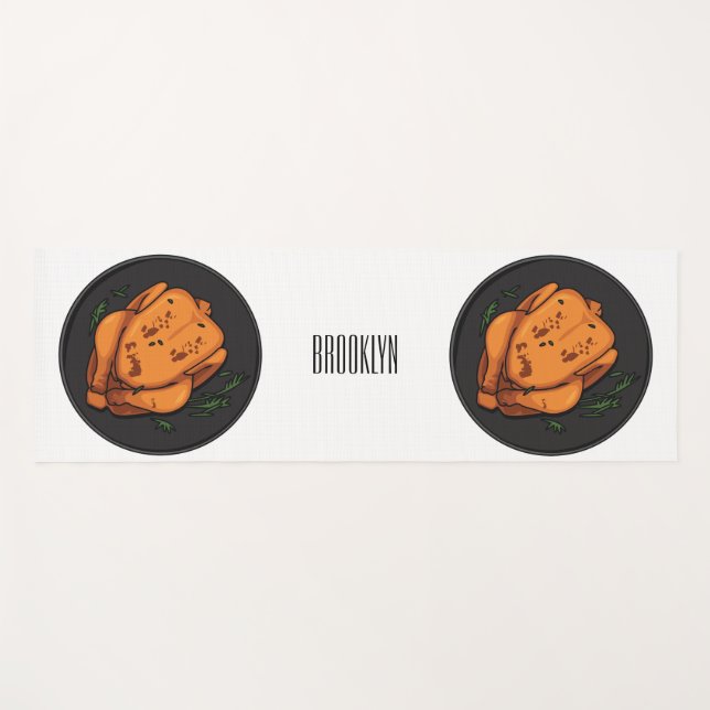 Tapis De Yoga Illustration de poulet rôti (Devant (Horizontal))