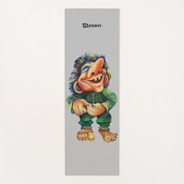 Tapis De Yoga Illustration de troll drôle scandinave aquarelle (Devant)