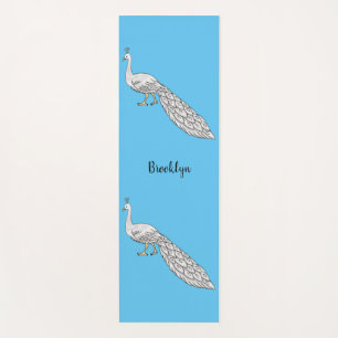 Tapis De Yoga Illustration d'oiseau de paon blanc