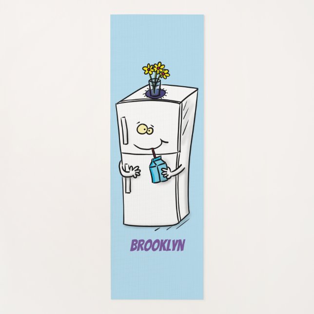 Tapis De Yoga Illustration drôle de réfrigérateur (Devant)