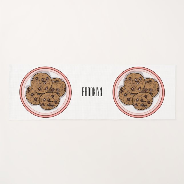 Tapis De Yoga Illustration du cookie de puce à chocolat (Devant (Horizontal))