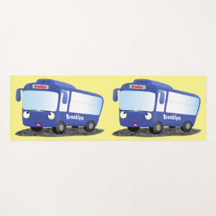 Tapis De Yoga Illustration d'un bus moderne bleu mignon
