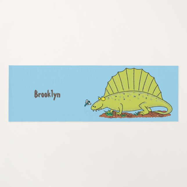 Tapis De Yoga Illustration d'un dimétrodon vert mignon (Devant (Horizontal))