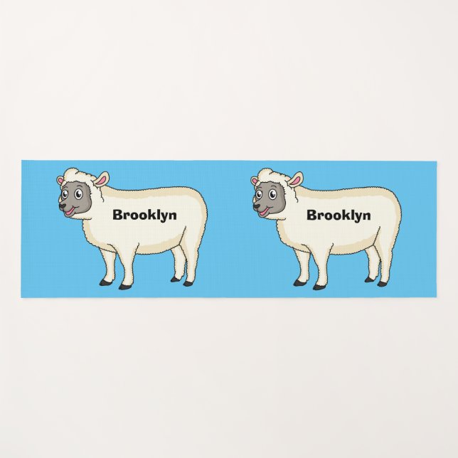 Tapis De Yoga Illustration d'un mouton joyeux (Devant (Horizontal))