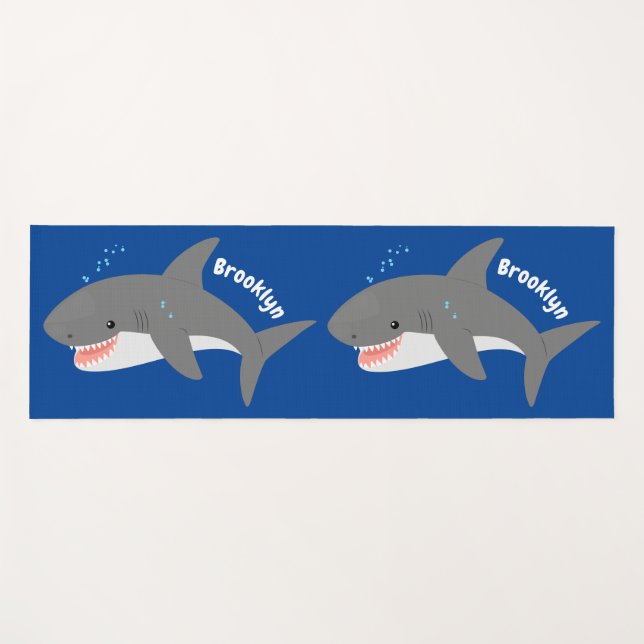 Tapis De Yoga Illustration joyeuse du grand requin blanc (Devant (Horizontal))