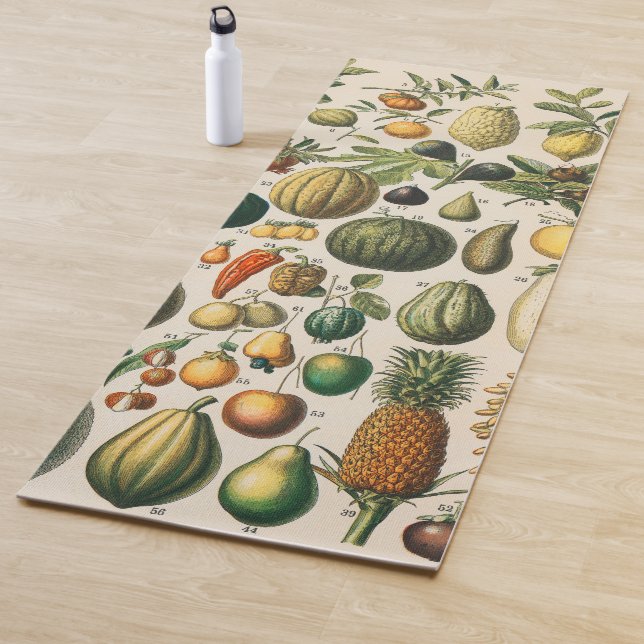 Tapis De Yoga Illustration scientifique végétale des fruits (En situation)