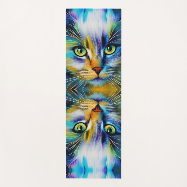Tapis De Yoga Image miroir d'un chaton siamois coloré (Devant)
