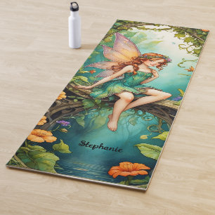 Tapis De Yoga Imaginaire Belle Fée Orange Fleurs