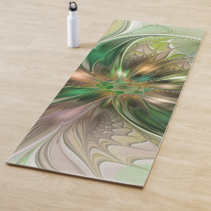 Tapis De Yoga Imaginaire coloré Moderne Fleur Fractale Abstraite