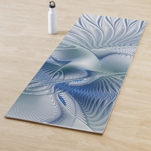 Tapis De Yoga Imaginaire dynamique tons bleus Abstraits Art frac